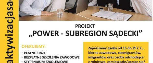 Zaproszenie do udziału w projekcie:  „POWER – Subregion Sądecki”